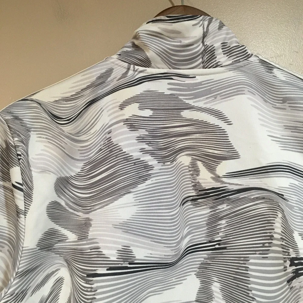 Adidas Full Zip Track Jacket Kids Youth XL White Gray Sporty Abstract Athletic